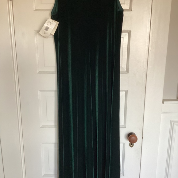 Vintage NWT Velveteen  maxi hunter green sleeveless size 12 or 14 wrinkle free - Picture 4 of 13
